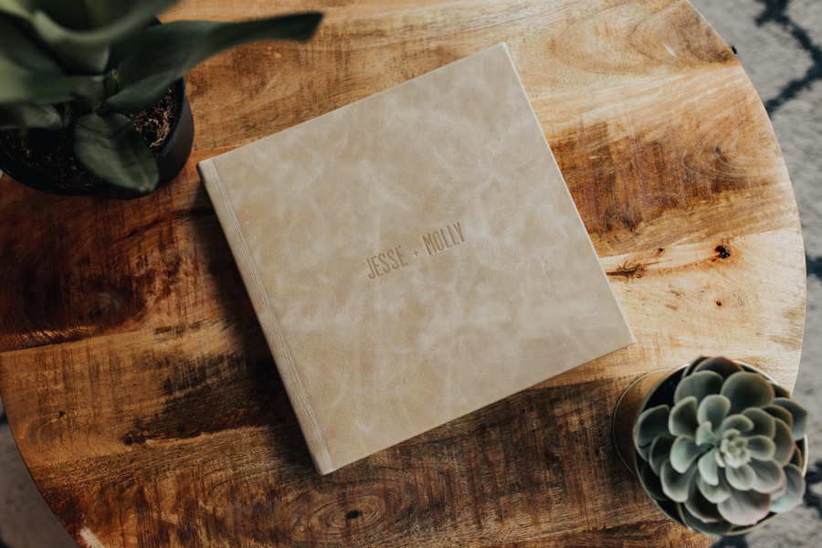 Rustic Tan Leather Wedding Album